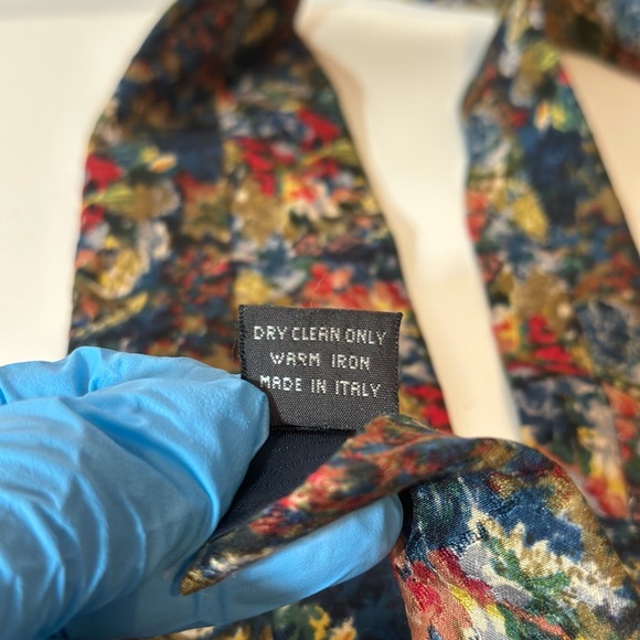 Ermenegildo Zegna Floral Patterned Men's Tie Multi Colored Made In Italy - Picture 6 of 6